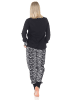 NORMANN Pyjama Schlafanzug Bündchen und Hose Animalprint - 84617 in schwarz