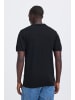 BLEND Einfarbig V-Ausschnitt Poloshirt Kurzarm in Schwarz