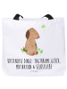 Mr. & Mrs. Panda Strandtasche Hund Kleeblatt mit Spruch in Weiß