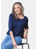 GOLDNER Kurzgröße:  Chiffon-Shirt mit 3/4-Arm, Rundhals in royalblau