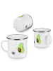 Mr. & Mrs. Panda Camping Emaille Tasse Avocado Tanzen ohne Spruch in Weiß