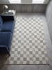 KADIMA DESIGN Teppich Kurzflor waschbar AFTON skandinavisch Wohnzimmer Diele in Natur-Blau