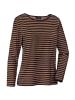 GOLDNER Kurzgröße:  Jerseyshirt im Streifen-Look in schwarz / milchkaffee / geringelt