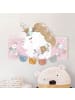 WALLART Kindergarderobe Holz - Florales Einhorn rosa in Rosa