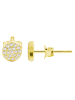 Adeliás Damen Ohrringe – Ohrstecker aus 925 Silber mit Zirkonia in gold