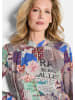 GOLDNER Kurzgröße:  Leichte Printbluse, Patchwork-Muster in stein / gemustert