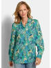 GOLDNER Kurzgröße:  Blusenshirt mit floralem Print in salbei / blau / gemustert