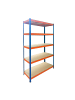 relaxdays Schwerlastregal "5 Ebenen" in Blau/ Orange - (B)120 x (H)200 x (T)50 cm