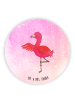 Mr. & Mrs. Panda Rund Magnet Flamingo Yoga ohne Spruch in Aquarell Pink