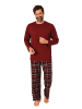 NORMANN Schlafanzug lang Pyjama FlanellHose Karo - 88218 in rot2