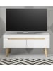 Furn.Design TV-Lowboard weiß matt, Eiche, skandinavisch 107 cm, TV-Unterteil mit Vollauszug