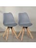 KADIMA DESIGN Esszimmerstühle 2er-Set | Kunstleder, Naturholzbeine, Skandinavisch in Grau
