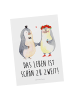 Mr. & Mrs. Panda Postkarte Pinguin Heirat mit Spruch in Weiß