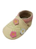 Yalion Leder-Krabbelschuhe "3 Blumen" in Beige