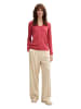 Tom Tailor Dünner Strickpullover Basic V-Ausschnitt Stretch Sweater in Rot