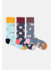 DillySocks Socken Cute Animal Crew (3er Box) in Grau Dunkelblau Petrol Hellblau