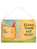 Mr. & Mrs. Panda Schild Toast Party Design mit Spruch in Weiß