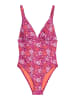 Marc O'Polo Badeanzug Abstract Leaf in raspberry coulis leaf print