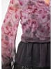 GOLDNER Florale Printbluse mit V-Ausschnitt in schwarz / altrosé / gemustert