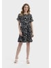 Usha Damen Midikleid Mit Rüschen in Schwarz Wollweiss