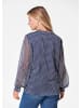 GOLDNER Chiffonbluse mit Rüschen und Bindeband in marine / weiß / gemustert