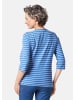 GOLDNER Kurzgröße:  Jerseyshirt mit Rundhals in azur / weiß / geringelt