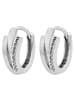 Adeliás Damen Ohrringe – Klappcreole aus 925 Silber mit Zirkonia in silber