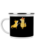 Mr. & Mrs. Panda Camping Emaille Tasse Verlobung Glück mit Spruch in Schwarz
