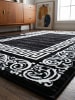 KADIMA DESIGN Teppich Kurzflor Waschbar Mäander ASPEN Strapazierfähig OEKO-TEX in Schwarz