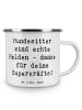 Mr. & Mrs. Panda Emaille Tasse Spruch Hundesitter Helden mit Spruch in Weiß
