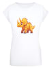 F4NT4STIC Extended Shoulder T-Shirt Süßer Triceratops Dinosaurier in weiß