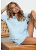 SASSYCLASSY Kurzarm Musselin Bluse in Hellblau