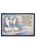 Mr. & Mrs. Panda Fußmatte außen Pinguine trösten Design mit Spruch in Weiß