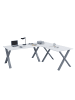 VCM  X Schreibtisch Eckschreibtisch L Form 190x190x80 in Silber / Weiß