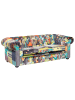 Beliani 3-Sitzer Sofa CHESTERFIELD in Bunt/Braun/Blau - (W) 200 x (H) 71 x (L) 96 cm