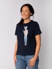 wat? Apparel T-Shirt Hipster Cat with Moustache in Dunkelblau