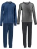 REDBEST Single-Jersey Schlafanzug 2er-Pack in blau/hellgrau-anthrazit meliert