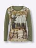 Sieh an! Langarm-Shirt in khaki-bedruckt