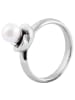 Adeliás Damen Ring aus Edelstahl mit Perle in silber