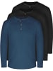 normani 3x Herren Langarmshirts Neuville in Marine/Schwarz/Schwarz