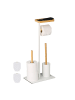 relaxdays WC Garnitur in Weiß/ Natur - (B)30 x (H)65 x (T)20 cm