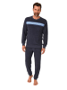 NORMANN Langarm Schlafanzug Frottee Bündchen in marine