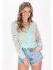 IZIA Women Cardigan in turquoise multicolor
