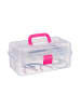 relaxdays Aufbewahrungsbox in Transparent/ Pink - (B)33 x (H)14 x (T)19,5 cm