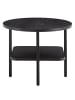home24 home24 Runder Beistelltisch aus furniertem MDF & Metallgestell in Eiche Schwarz, Ø 50 cm in Eiche Schwarz