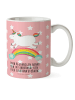 Mr. & Mrs. Panda Plastikbecher Einhorn Regenbogen mit Spruch in Rot Pastell