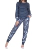 NORMANN Langarm Schlafanzug Pyjama Bündchen Streifen in marine