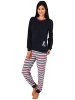 NORMANN Frottee Pyjama Schlafanzug langarm Bündchen und BärApplikation - 49984 in navy