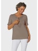 GOLDNER T-Shirt mit Spitze Rundhalsshirt mit Häkelspitze in mocca