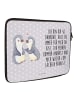 Mr. & Mrs. Panda Notebook Tasche Pinguine trösten mit Spruch in Grau Pastell